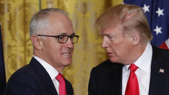 There was a tiny awkward moments between Malcolm Turnbull and Donald Trump on Friday. Picture: AP Photo/Pablo Martinez Monsivais PM and Trump meet in White HouseSource:AP