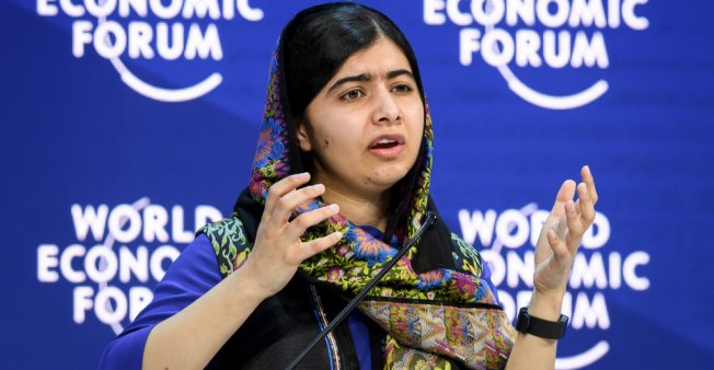 © Fabrice Coffrini/ AFP | Malala Yousafzai speaks at a session at the Economic Forum (WEF) annual meeting on January 25, 2018 in Davos, eastern Switzerland.