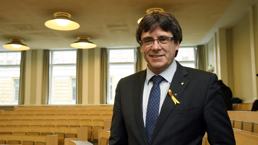 Pro-independence Catalonia's deposed leader Carles Puigdemont lectures at the University of Helsinki, Finland March 23, 2018. / Reuters