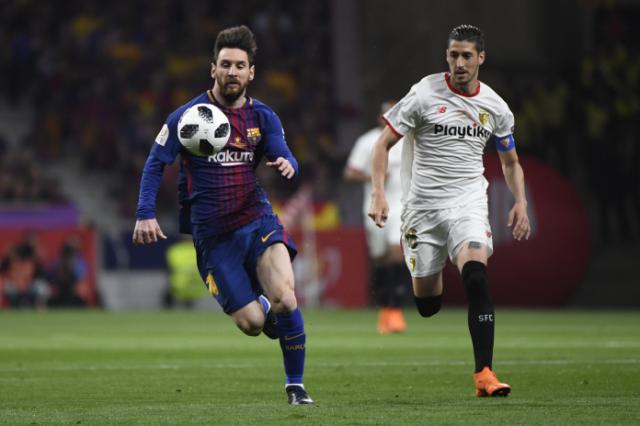 Lionel Messi during Barcelona’s 5-0 Copa Del Rey final victory over Sevilla. (Getty)