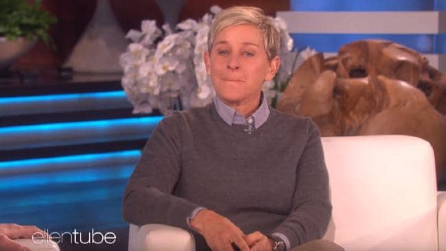 Ashton Kutcher made Ellen cry on her talk show.Source:YouTube