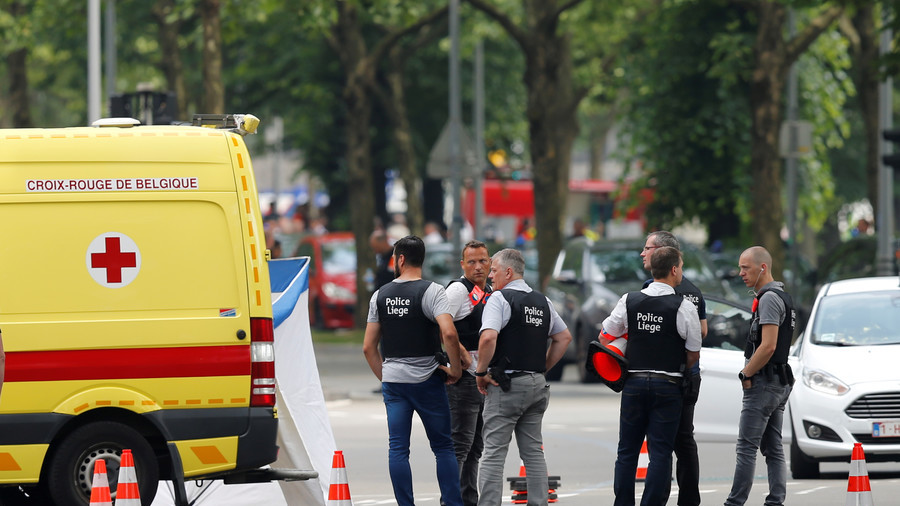 Police at the scene of Tuesday's shooting in Liege, Belgium. May 29, 2018. © Francois Lenoir / Reuters