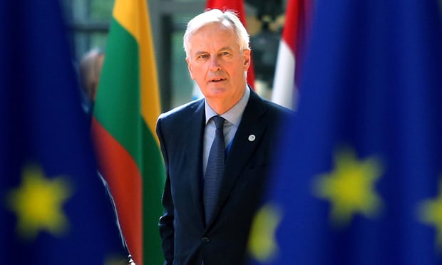 The commission denied the release of the ‘no deal’ document was timed to coincide with a meeting between Michel Barnier, pictured, and Dominic Raab. Photograph: Reuters