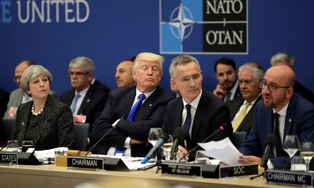 Donald Trump during a Nato summit in May 2017. Photograph: Matt Dunham/AFP/Getty Images