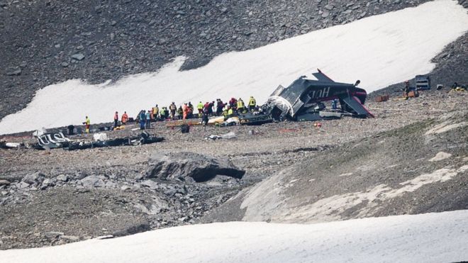 AFP / The plane came down high above sea level in the Swiss Alps