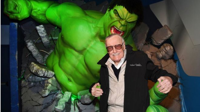 Stan Lee posing with Hulk / Stan Lee was born Stan Lieberman in 1922 / GETTY IMAGES /
