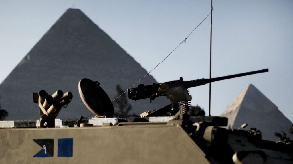 AFP file photo | An Egyptian military vehicle near the Giza Pyramids.