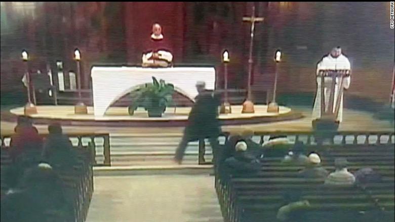 The 77-year-old priest is recovering from the stabbing attack in Montreal, police say.