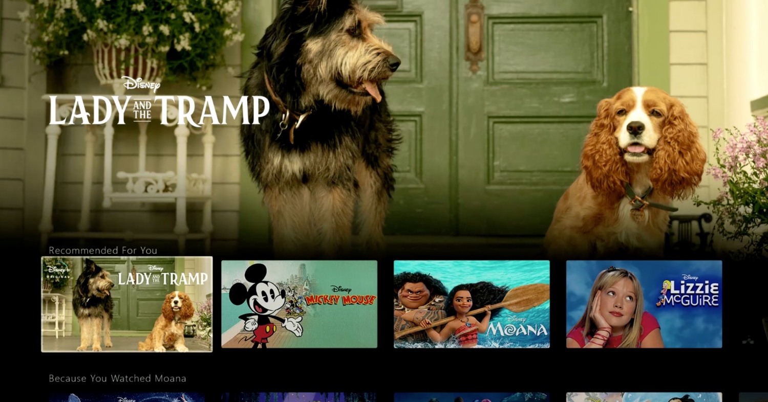 Demo of the Disney Plus app shows a look at the "Lady and the Tramp" remake. Disney