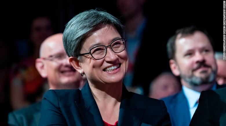 Penny Wong pictured at a 2019 Federal Election Volunteer Rally in Burwood on April 14 in Sydney, Australia.