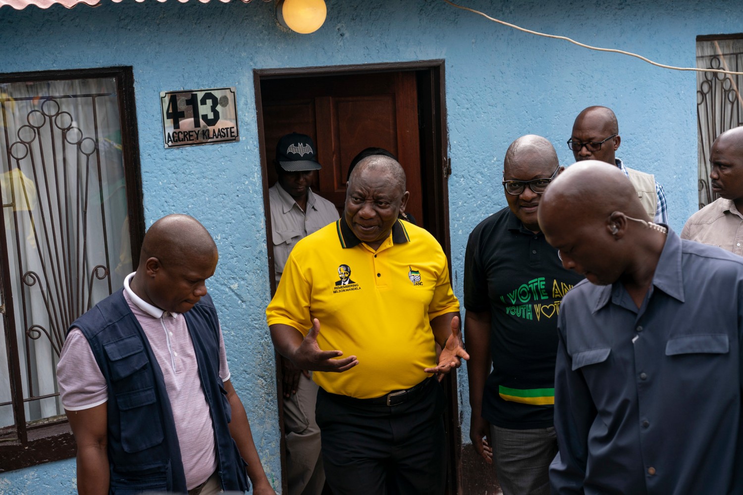 President Cyril Ramaphosa of South Africa, center, campaigning ahead of Wednesday’s election.CreditCreditJoao Silva/The New York Times