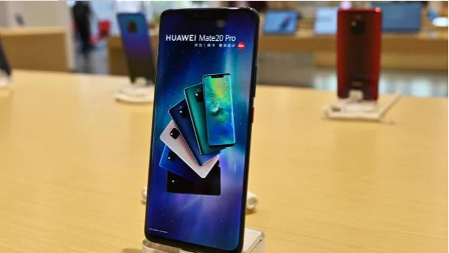 A Huawei smartphone is seen in a Huawei store in Shanghai on May 22, 2019. Picture: Hector RetamalSource:AFP