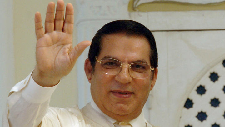 Fethi Belaid, AFP | Tunisia’s then president Zine el-Abidine Ben Ali waves to a crowd in Tunis on August 26, 2009, after submitting his candidacy for the October 2009 presidential election.