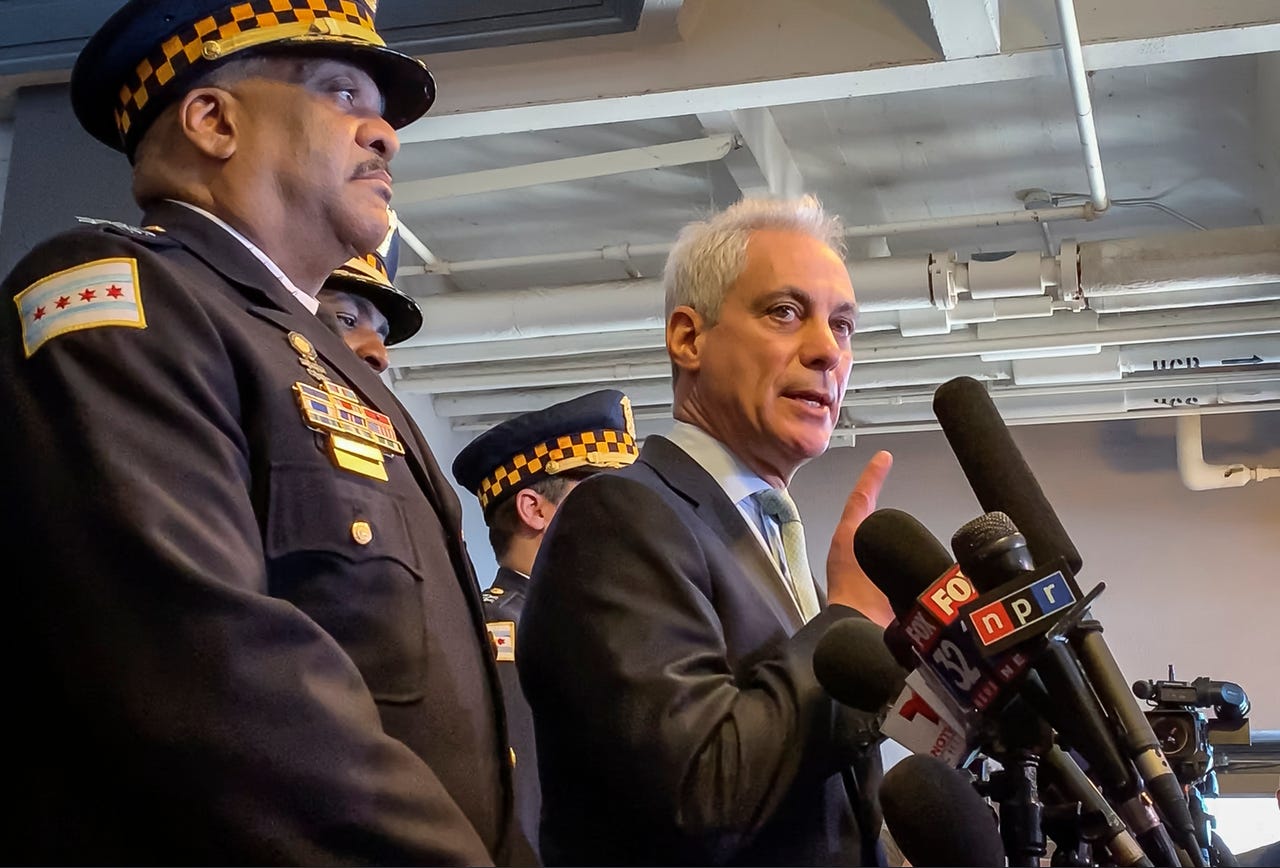 Meanwhile, Chicago Police Superintendent Eddie Johnson, left, and Chicago Mayor Rahm Emmanuel held a press conference to blast the decision to drop Smollett's charges and ... Show more  MITCH ARMENTROUT, AP