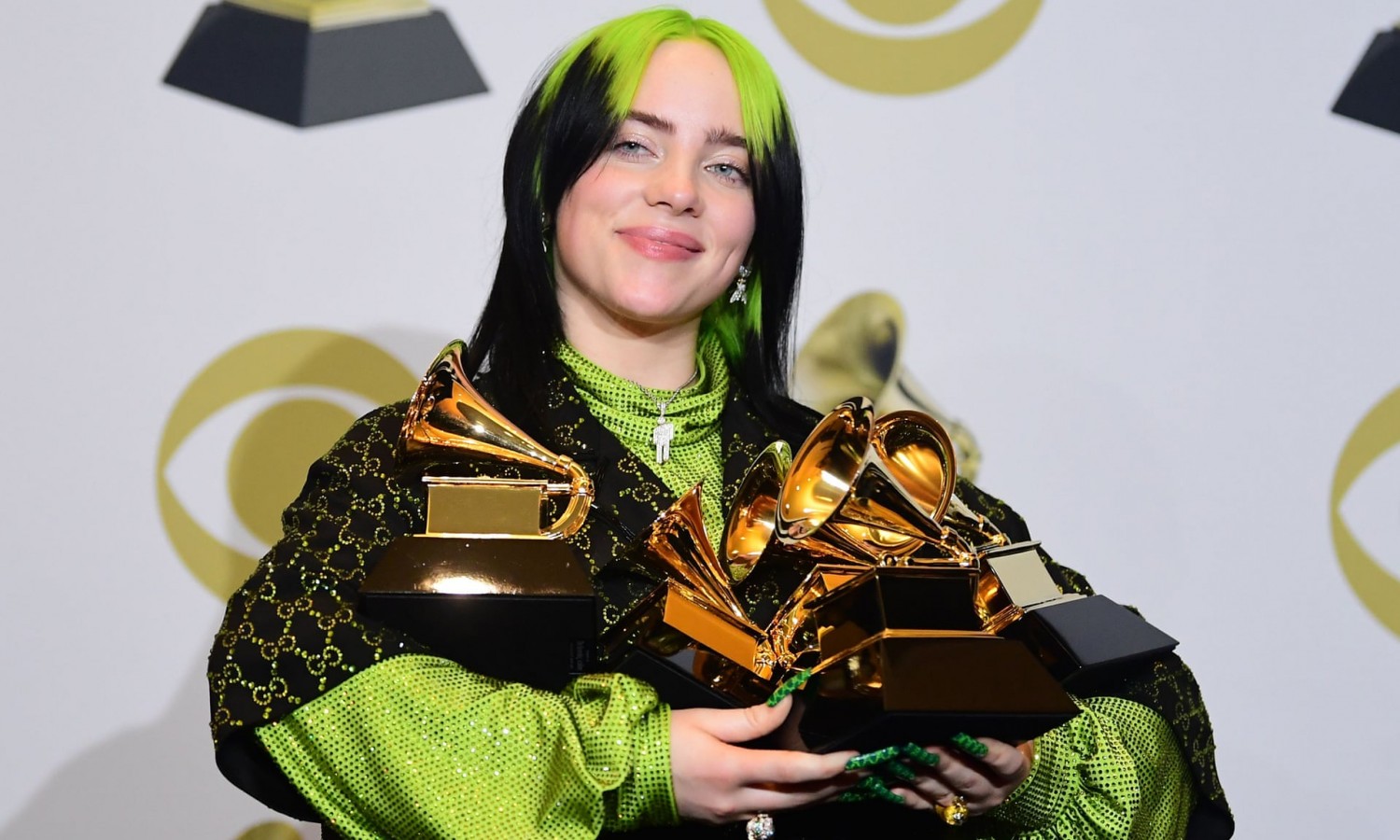 Billie Eilish won five awards, including best new artist, album of the year and song of the year at the 62nd annual Grammy awards. Photograph: Frederic J Brown/AFP via Getty Images