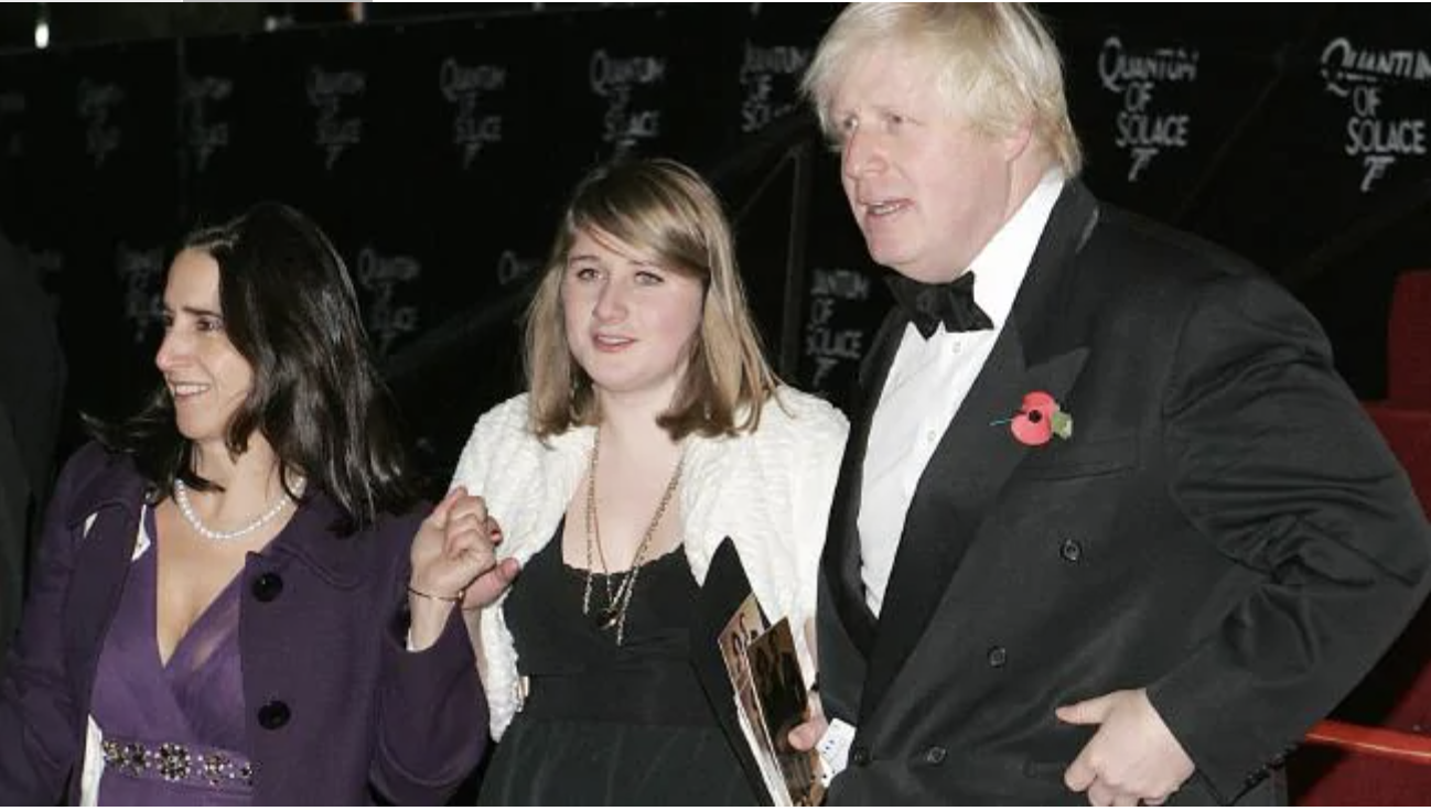 Boris Johnson with his then wife Marina and daughter Lara at a film premiere in 2008. Picture: Fred Duval/WireImageSource:Getty Images