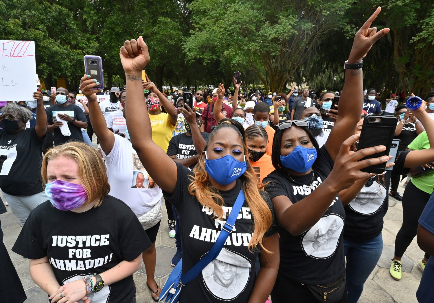 A Saturday rally to protest the shooting of Ahmaud Arbery in Georgia.Credit...Hyosub Shin/Atlanta Journal-Constitution, via Associated Press
