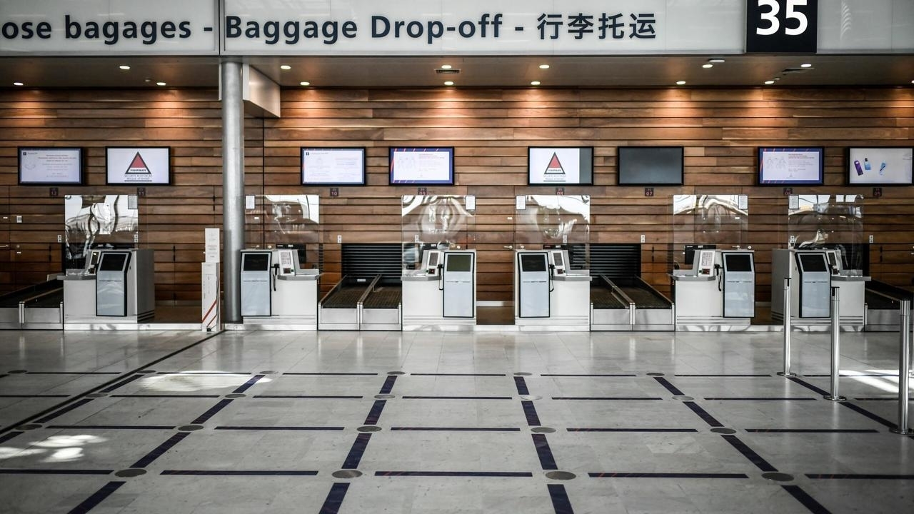 A photograph taken on June 24, 2020, shows bagagge drop off area in the Terminal 3 of the Orly airport, in Orly on the outskirts of Paris, a few days before its reopening as France eases lockdown measures taken to curb the spread of Covid-19. STEPHANE DE