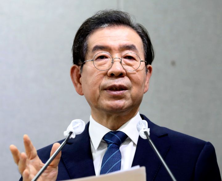 ASSOCIATED PRESS Seoul Mayor Park Won-soon speaks during a press conference at Seoul City Hall in Seoul, South Korea Wednesday, July 8, 2020. (Cheon Jin-hwan/Newsis via AP)
