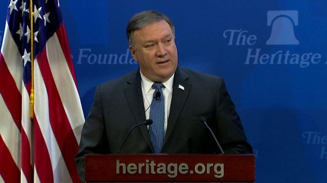 Mike Pompeo / CBS Image caption Mike Pompeo: "It's something we're looking at"