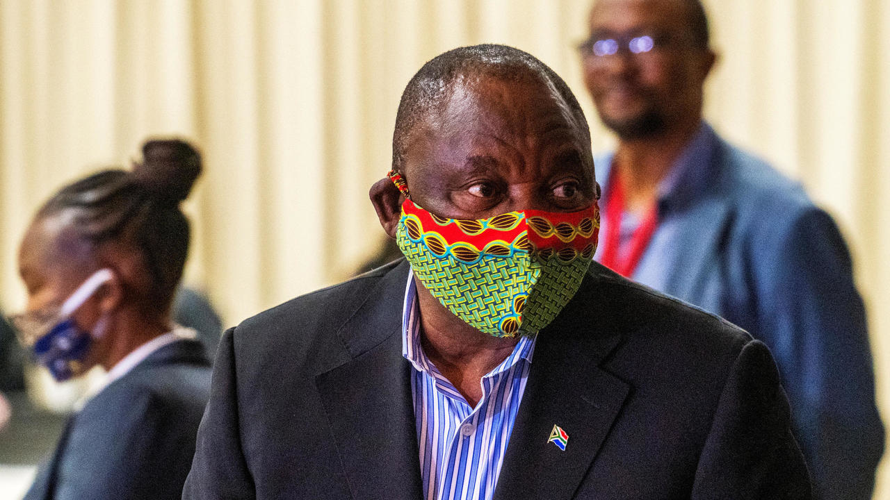 FILE PHOTO: South African President Cyril Ramaphosa visits  coronavirus disease (COVID-19) treatment facilities in Johannesburg, South Africa April 24, 2020. FILE PHOTO: South African President Cyril Ramaphosa visits coronavirus disease 