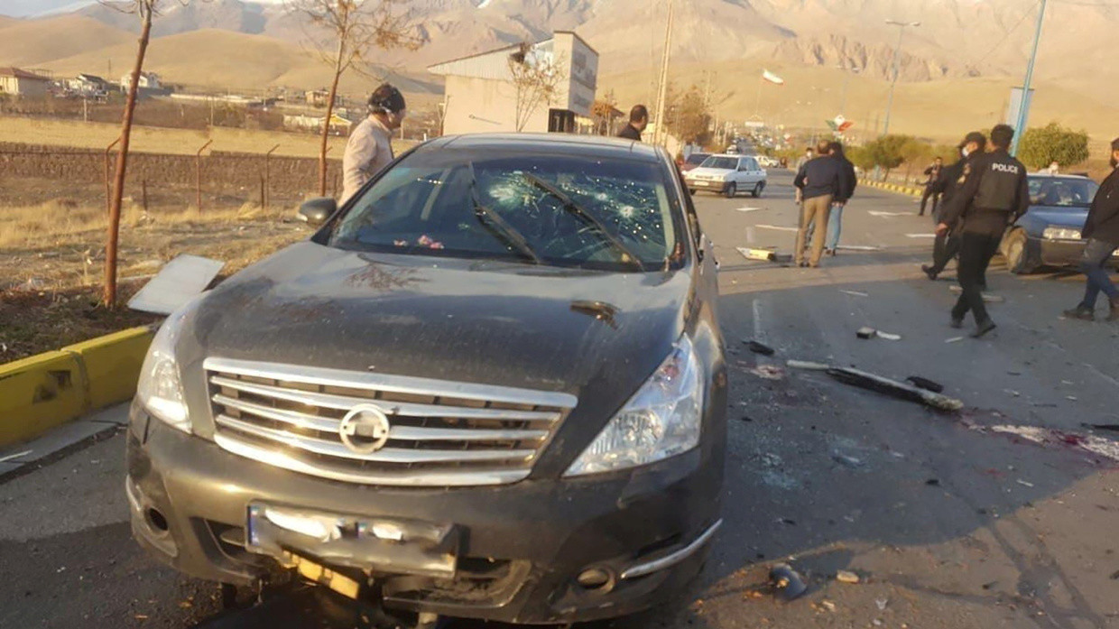 FILE PHOTO: The scene of the attack that killed Mohsen Fakhrizadeh. ©WANA via REUTERS