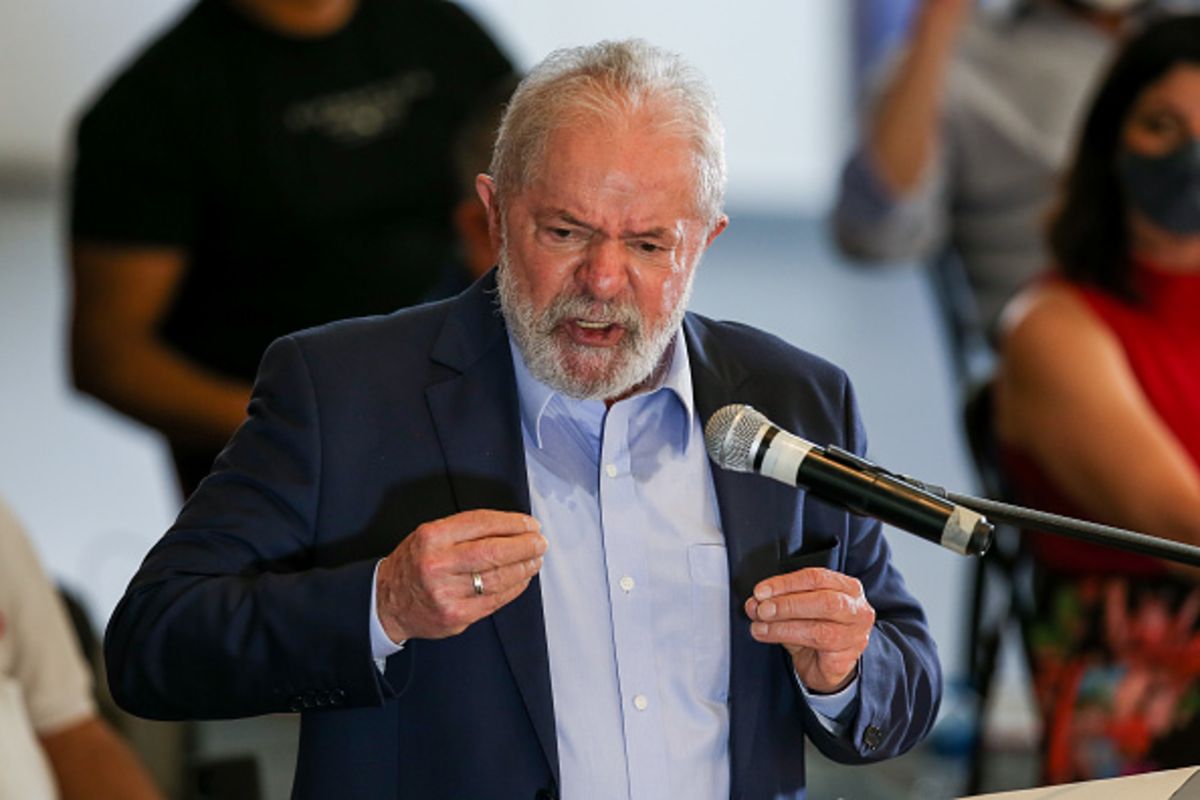 Brazil's former President Lula attends a news conference in Sao Bernardo do Campo
