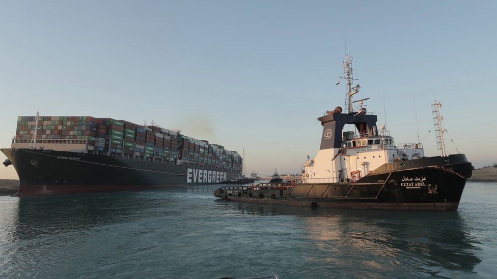 Suez Canal: Ever Given container ship shifted from shoreline