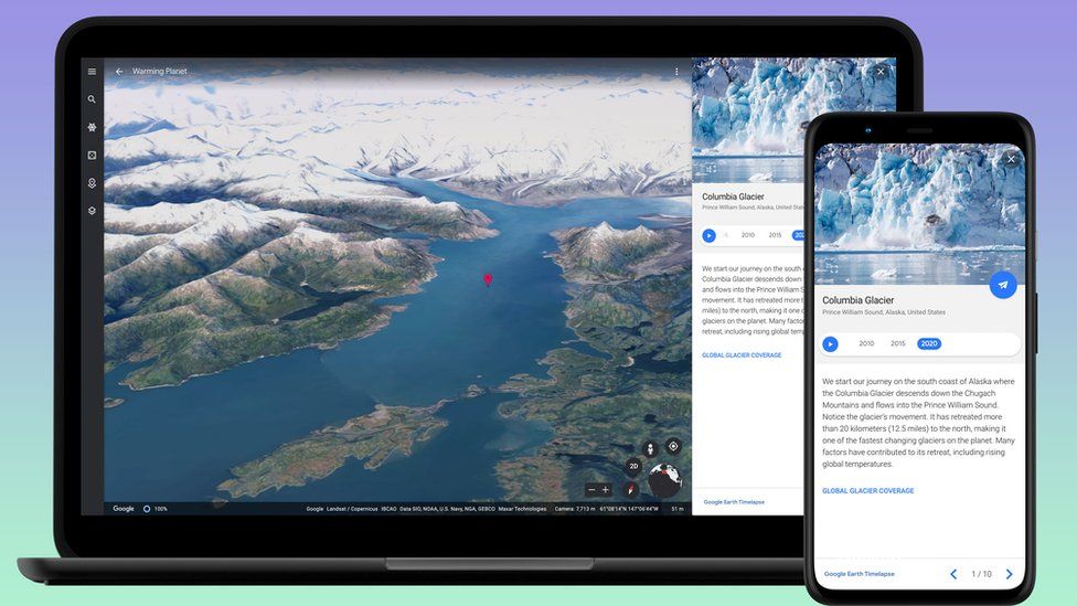 GOOGLE / Google has prepared virtual tours - such as this Alaskan glacier - to showcase climate issues