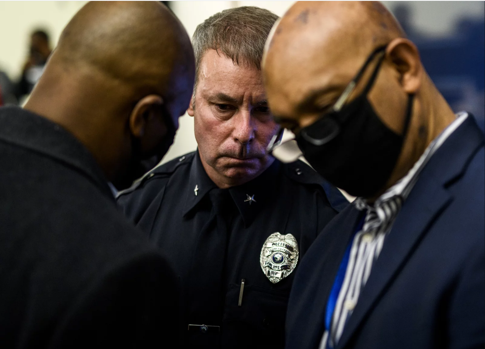 Brooklyn Center Police Chief Tim Gannon, at Monday's press conference regarding the killing of Daunte Wright. He, along with Kim Potter, who shot Daunte Wright, resigned Tuesday. Stephen Maturen/Getty Images