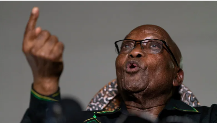 Former South African president Jacob Zuma gestures as he addresses the press at his home in Nkandla, KwaZulu-Natal Natal province, on July 4. On Friday, Zuma lost a legal bid to overturn his arrest for contempt. (Shirazz Mohamed/The Associated 