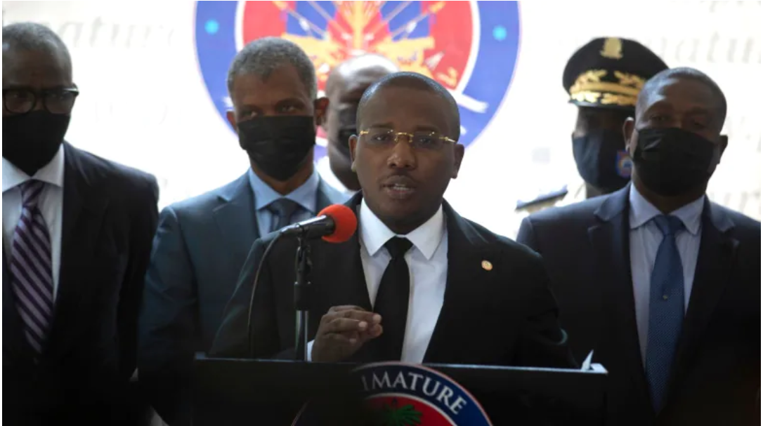 Haiti's interim Prime Minister Claude Joseph speaks at a news conference in Port-au-Prince on July 16, 2021, the week after the assassination of President Jovenel Moïse. (Joseph Odelyn/The Associated Press)