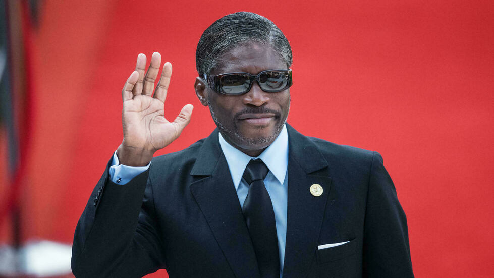 Vice President of Equatorial Guinea Teodoro Nguema Obiang Mangue gestures while arriving at the Loftus Versfeld Stadium in Pretoria, South Africa, for the inauguration of Incumbent South African President Cyril Ramaphosa on May 25, 2019. © Michele Spatar