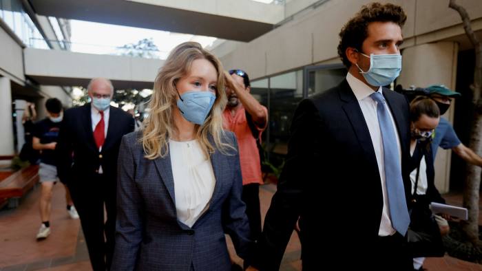 Theranos’s founder Elizabeth Holmes leaves the courthouse in San Jose, California, on Wednesday © Peter DaSilva/Reuters