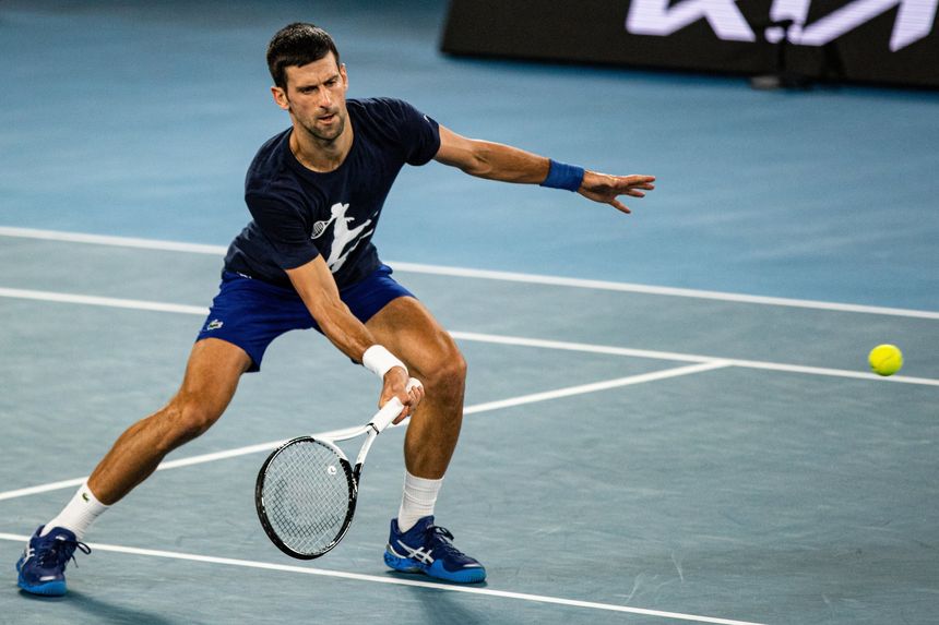 Novak Djokovic practices in Melbourne on Friday. PHOTO: STRINGER/VIA REUTERS