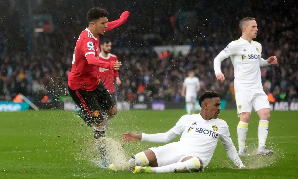 Jadon Sancho was at his best for Manchester United against Leeds at Elland Road. Photograph: Lee Smith/Action Images/Reuters