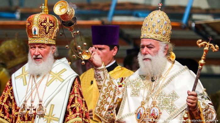 Patriarch Kyrill (left) has publicly given his support to the war