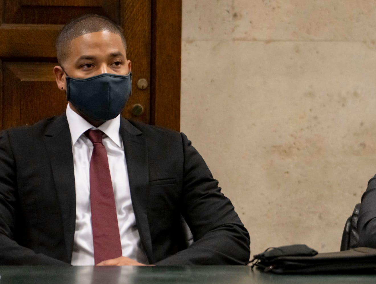 Actor Jussie Smollett appears at his sentencing hearing at the Leighton Criminal Court Building, Thursday, March 10, 2022, in Chicago. (Brian Cassella/Chicago Tribune via AP, Pool)