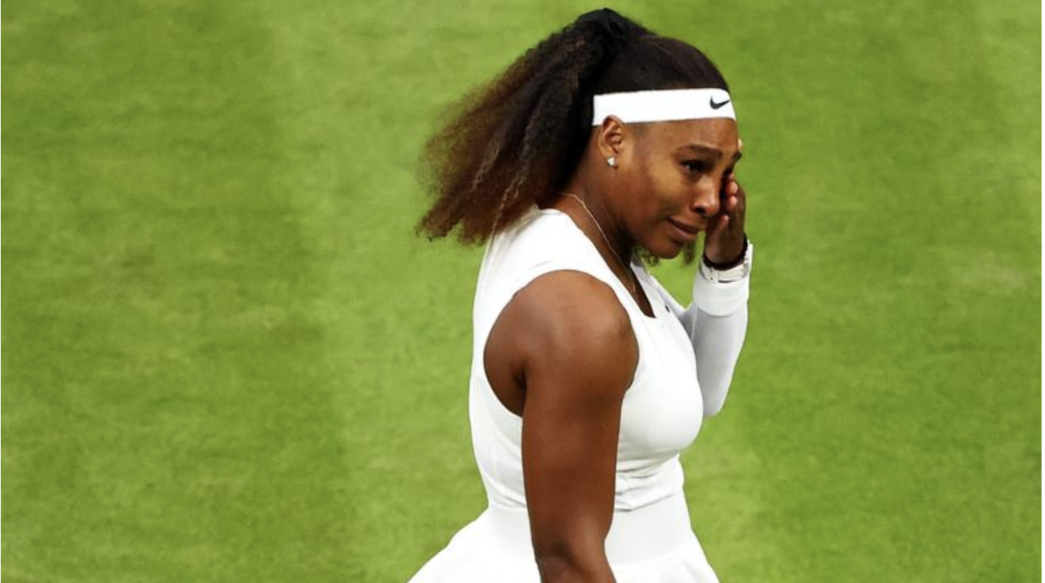 Serena Williams exits Wimbledon in 2021. Photo by Julian Finney/Getty Images.