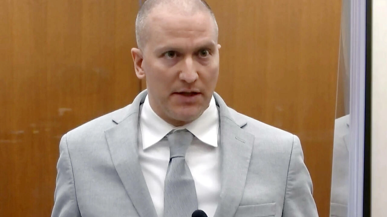 Former Minneapolis police officer Derek Chauvin addresses the court at the Hennepin County Courthouse in Minneapolis, Minnesota, June 25, 2021. AP