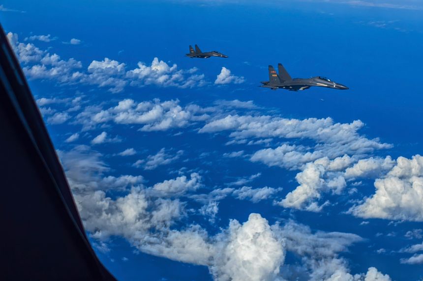 Chinese jet fighters during military exercises near Taiwan this month. PHOTO: GONG YULONG/ASSOCIATED PRESS
