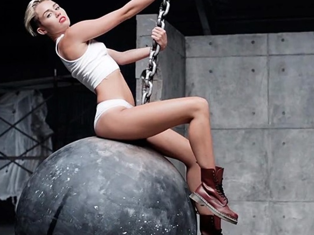 Miley Cyrus appears in her infamous Wrecking Ball video in 2013. Picture: Vevo