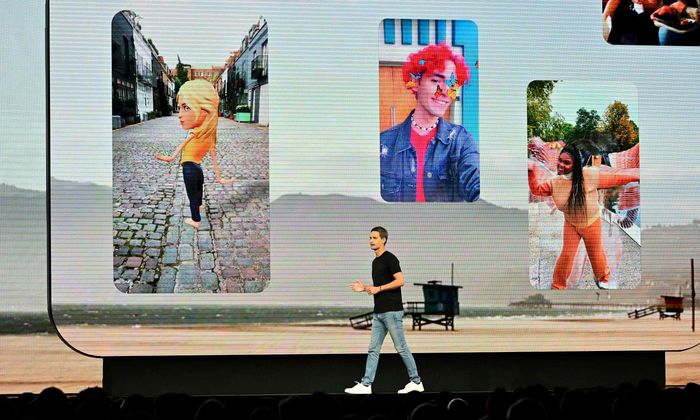 Snap CEO Evan Spiegel speaks at a 2023 event in Santa Monica, Calif. PHOTO: FREDERIC J. BROWN/AGENCE FRANCE-PRESSE/GETTY IMAGES