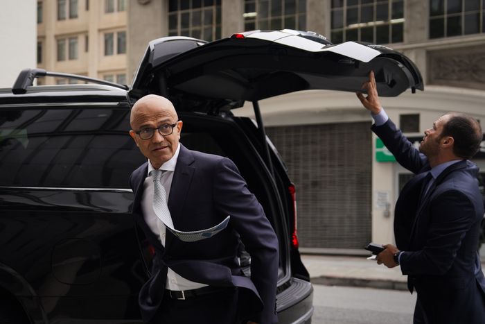 icrosoft CEO Satya Nadella arriving in federal court in San Francisco last month for a hearing on the deal with Activision Blizzard. PHOTO: LOREN ELLIOTT/GETTY IMAGES