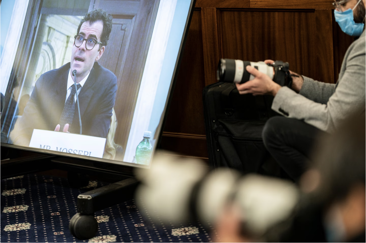 Adam Mosseri, head of Instagram, speaks during a Senate Commerce hearing. (Jabin Botsford/The Washington Post)