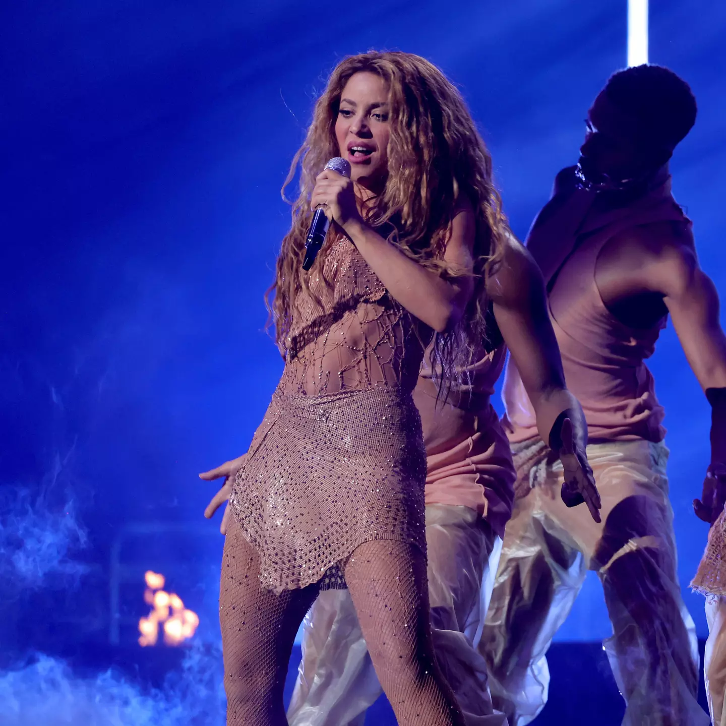Shakira performs at the MTV Video Music Awards on Tuesday. (Kevin Mazur / Getty Images for MTV)