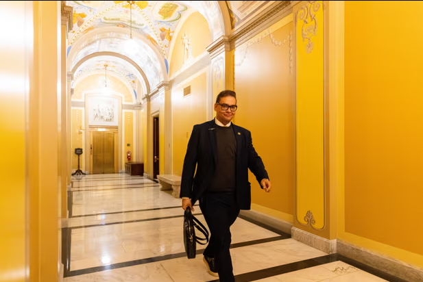 George Santos leaves the Capitol in Washington DC on 31 January 2023. Photograph: REX/Shutterstock