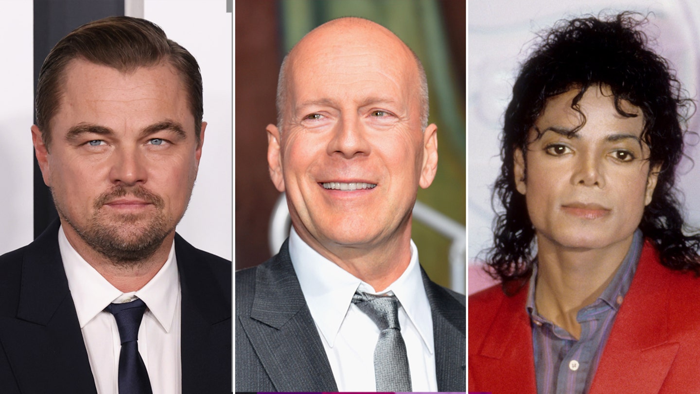 From left: Leonardo DiCaprio, Bruce Willis and Michael Jackson were all mentioned in documents released relating to a lawsuit brought by Virginia Giuffre against Jeffrey Epstein's associate Ghislaine Maxwell.  (Getty Images)