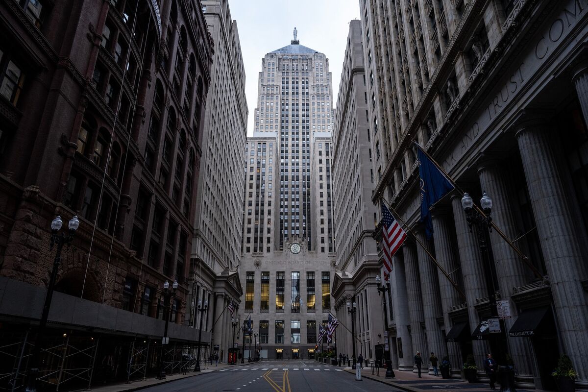 LaSalle Street, with a view of the Chicago Board of Trade building on Friday, May 12, 2023. Photographer: Christopher Dilts/Bloomberg