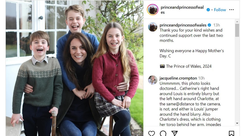 The photo remains on the couple's official Instagram page. Picture: Prince of Wales